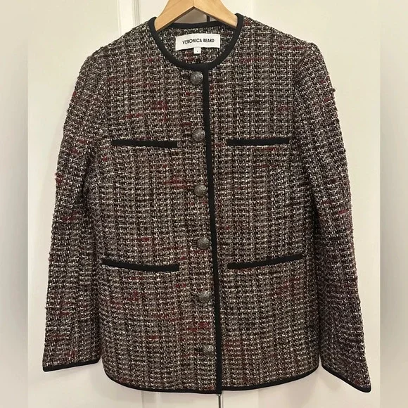 NEW Veronica Beard Watkins Dickey Tweed Collarless Jacket Grey Multi | size 2 - Picture 8 of 15